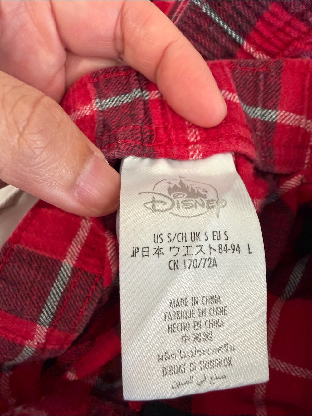 Disney Mickey Mouse Red and Black Plaid Flannel Pajama Bottoms - Picture 5 of 5